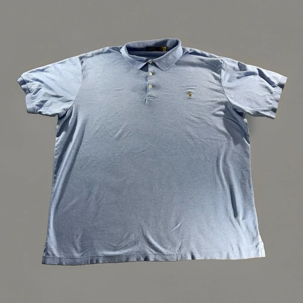 Polo Ralph Lauren Shirt Men's 3XLT Blue Performance Big & Tall Flesh Pony